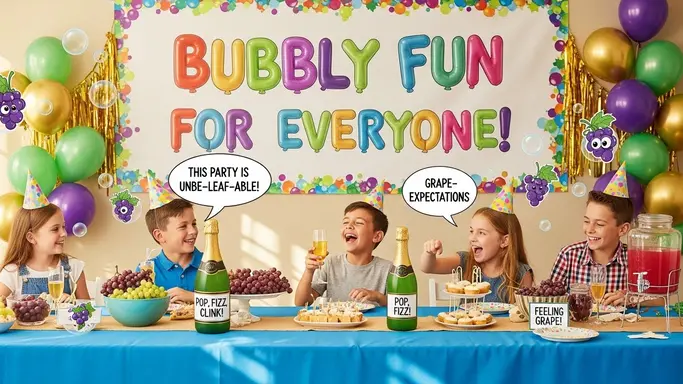 Champagne Puns for Kids’ Party Captions