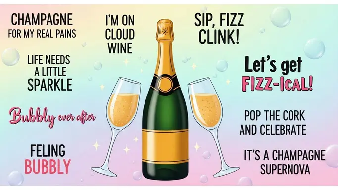 Champagne Puns for Sharing Smiles Online