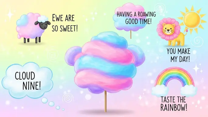 Cotton Candy Puns for Kids’ Captions