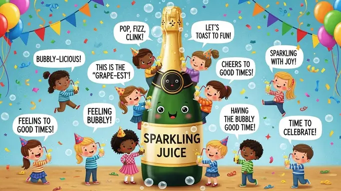 Short Champagne Puns for Kids’ Captions