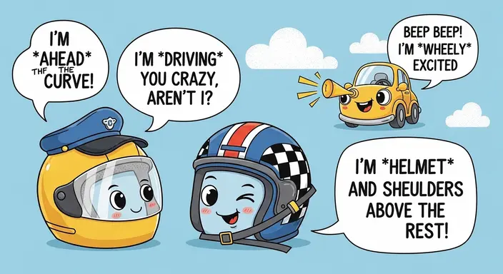 Helmet & Driver Puns for Kids 🪖😄
