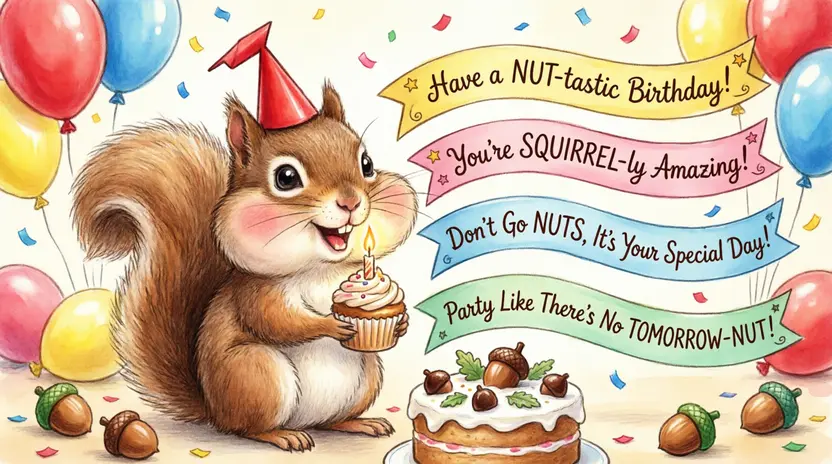 Squirrel Birthday Puns